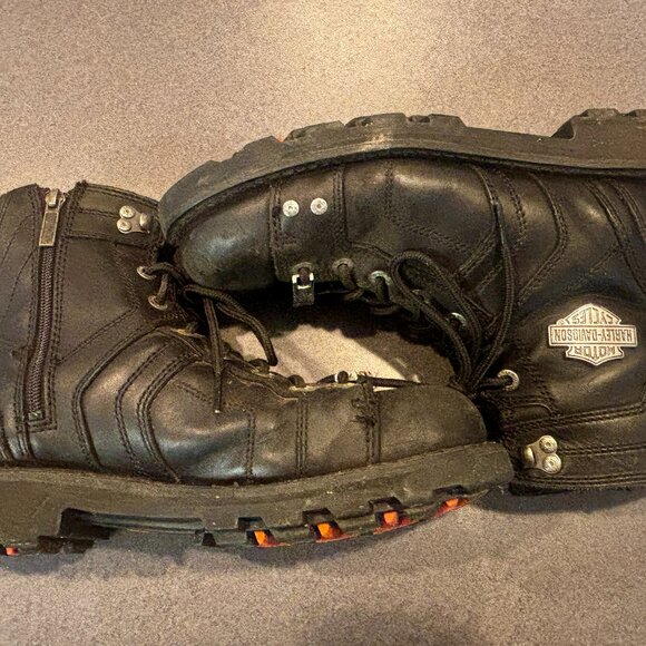 ~~Harley Davidson Boots Mens Size 9M Black Lace Up Side Zip Motorcycle D96111.. - Picture 1 of 9